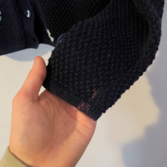 Van Heusen Vintage Women’s Floral Embroidered Navy Blue Cardigan Sweater - Picture 4 of 4